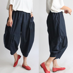 y’s パッチワークパンツ ワイドパンツ　ブラック　コットンリネン WEB限定】レースパッチワークパンツ