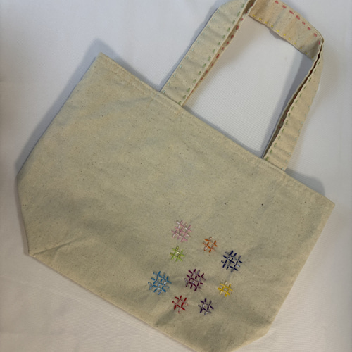 ビーズ刺し子 ハンドメイド ビーズ刺繍 トートバッグ ランチ