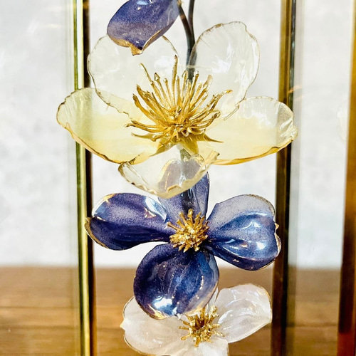ガラスのようなクリアなお花とガラスケースセット/新築祝い/誕生日