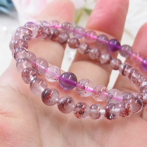 お得品】虹入り ストロベリークォーツ レピドクロサイトインクォーツ