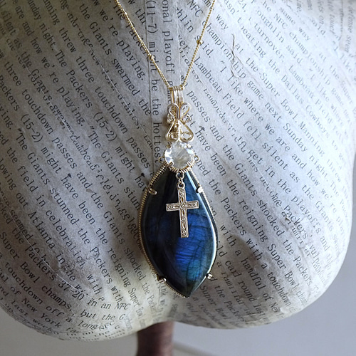 再販】銀河鉄道の夜＊*白鳥の停車場ペンダントトップ【K14GF/天然石】1