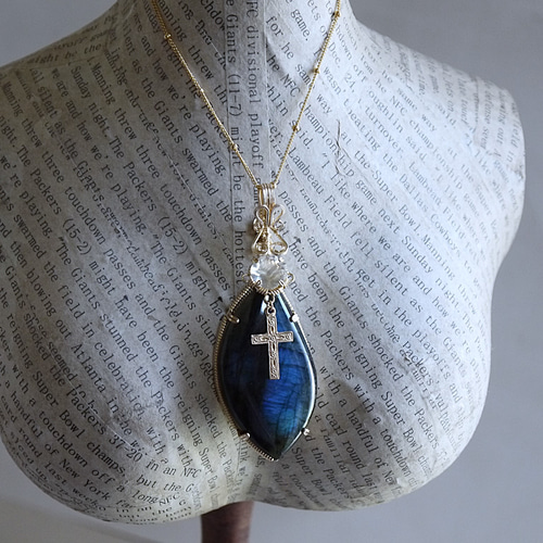 再販】銀河鉄道の夜＊*白鳥の停車場ペンダントトップ【K14GF/天然石】1