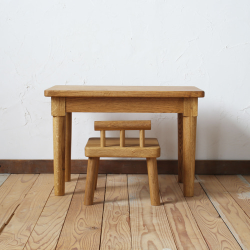 №50 ☆送料無料☆ 椅子と机のセット 節ありオーク無垢材で製作した