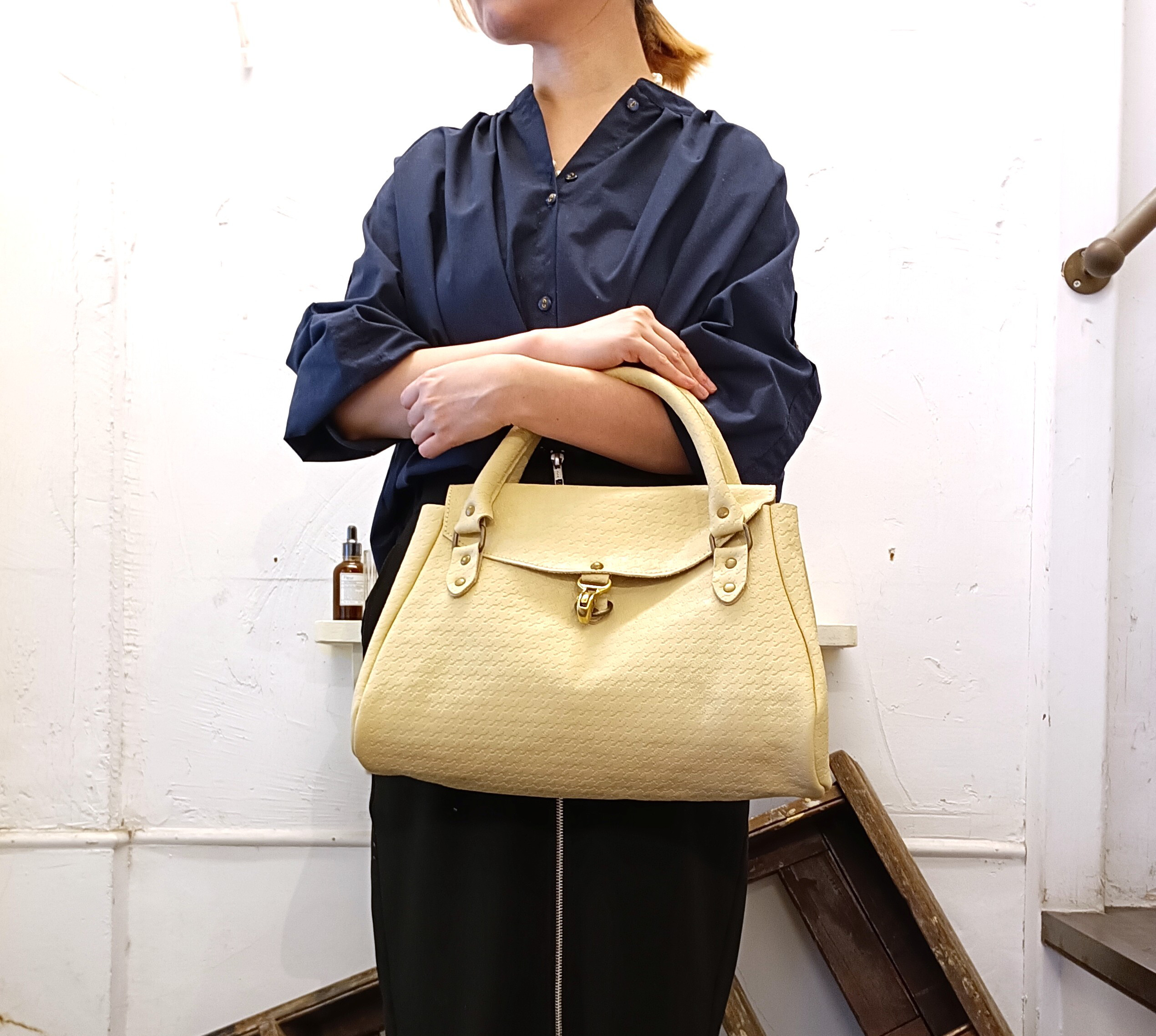 【在庫限り限定品】軽くて雨も安心 A4対応 2wayボストンバッグ(S) 千鳥格子ホワイト【OR513S₋ht】