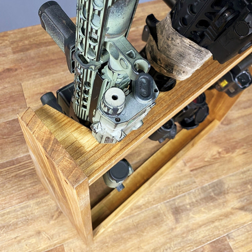 ガンラック ライフルスタンド WOODWORKS ガンラック 3丁掛 (色：ライトブラウン) 木製 日本製