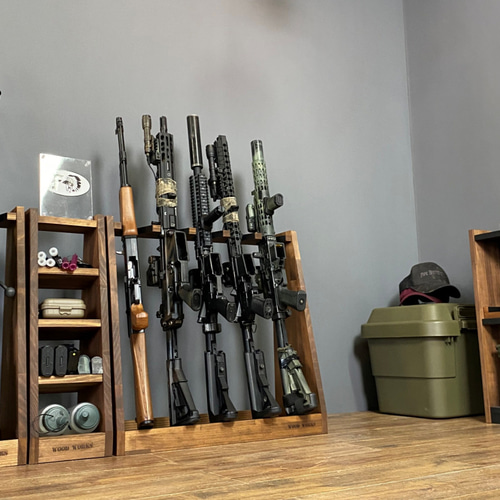 WOOD WORKS 日本製 ライフルスタンド 3丁掛 WOODWORKS ガンラック ／ライフルスタンド3丁掛+マガジンラック