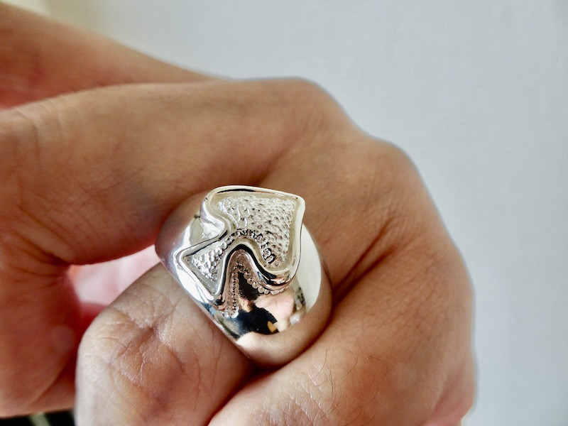 仁尾彫金『ギャラクシースペード甲丸リング』ハンドメイド398