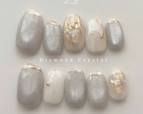 煌めき纏うクリスタルジュエル⟡.· ネイルチップ ブライダル