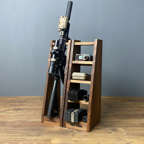 ガンラック ライフルスタンド WOOD WORKS ガンラック ライフルスタンド 5丁掛【本体:ブラウン