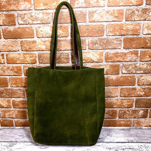 送料無料 トートバッグ レザーバッグ A4 ベロア 牛革 ハンドメイド