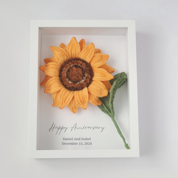 文字入れ可】ひまわりのモールフラワー＊ボックスフレーム｜母の日