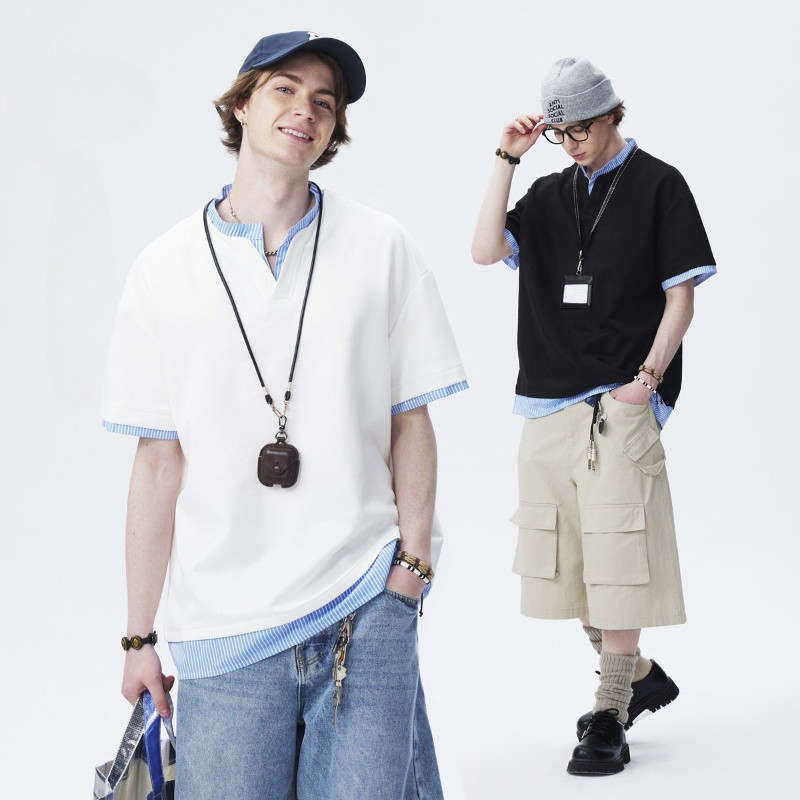 メンズ夏シンプルレトロ半袖Tシャツ W483