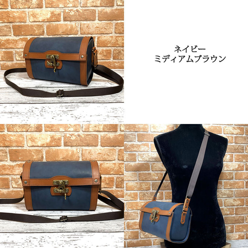 2色 宝箱 ショルダーバッグ レザーバッグ ポシェット 牛革 レディス