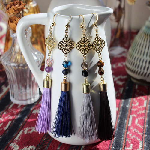 中華風✦お守りのチャイナタッセルピアス（イヤリング） ピアス