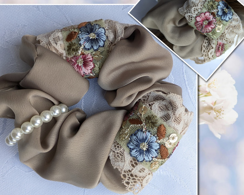 ハンドメイド☆刺繍リボンと引き揃え糸のヴィンテージ風ヘアアクセサリー d2564e9d40b0832164a1fab1287a95