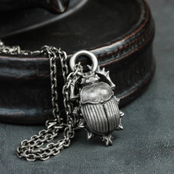 古代エジプト スカラベ 925シルバー ペンダントネックレス - 太陽神を