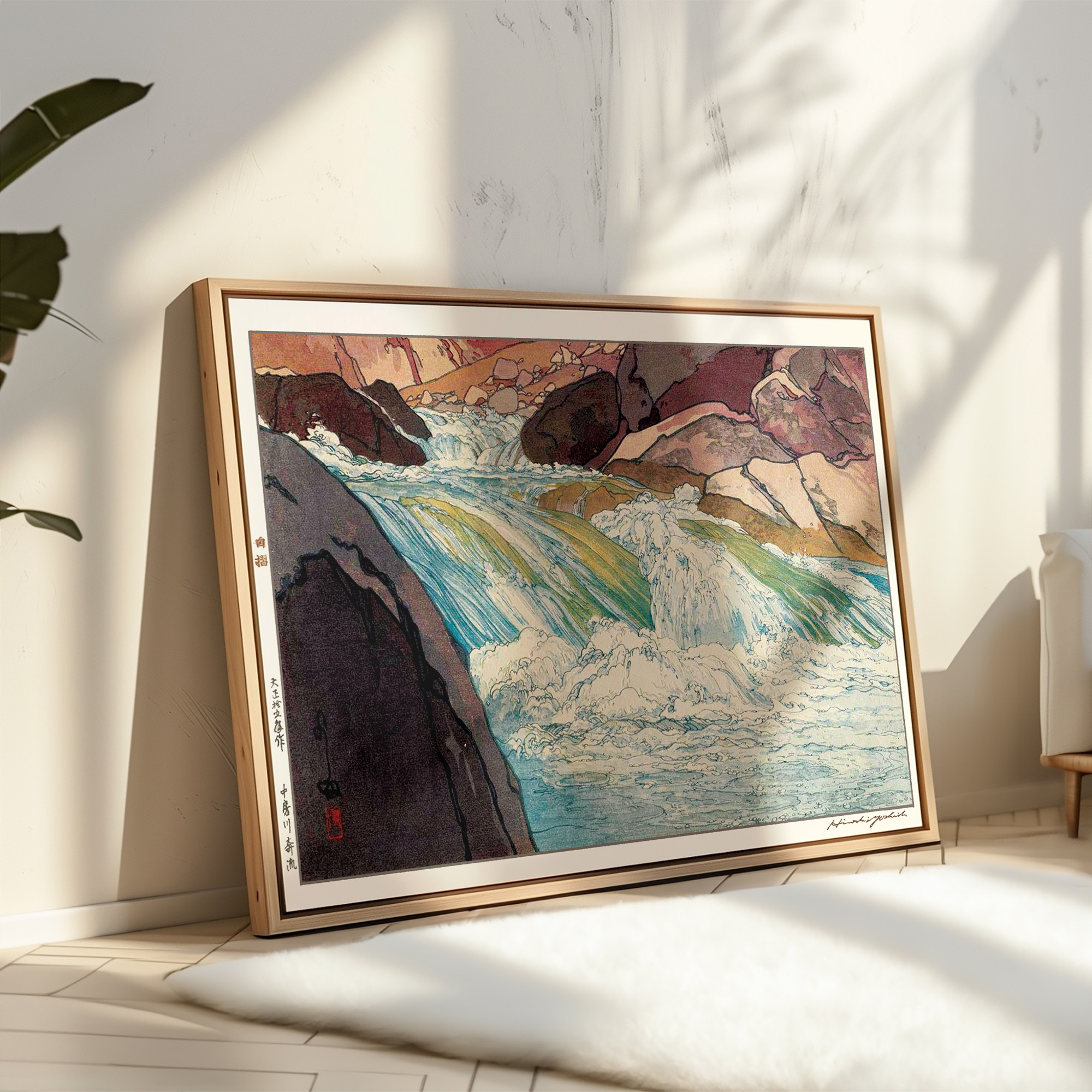 春の河畔  油彩画　西中博　M10　作品集付（作品集不要1000円引き）