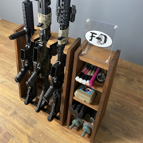 WOODWORKS ガンラック ／ライフルスタンド3丁掛+マガジンラック