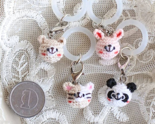 くま うさぎ ねこ パンダ あみぐるみ ミニチュアチャーム めじるし