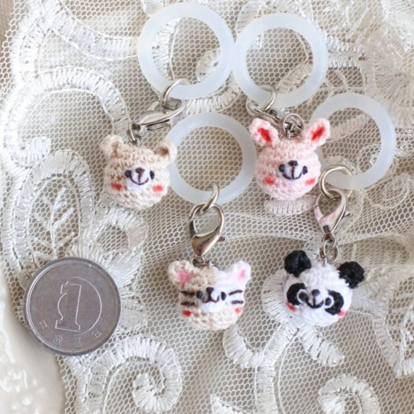 くま うさぎ ねこ パンダ あみぐるみ ミニチュアチャーム めじるし