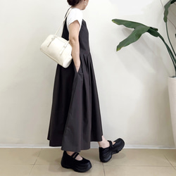 ジャンパースカート　* Cotton素材 Brown Grey * 3枚目の画像