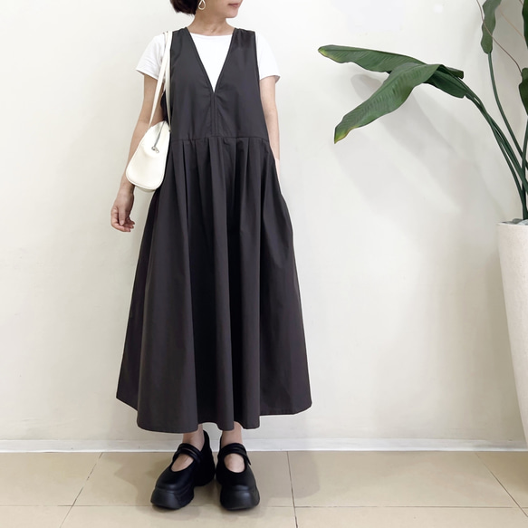 ジャンパースカート　* Cotton素材 Brown Grey * 2枚目の画像