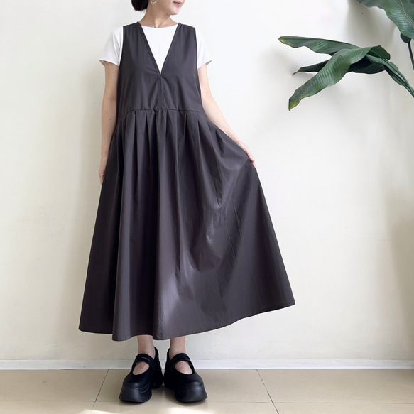 ジャンパースカート　* Cotton素材 Brown Grey * 7枚目の画像