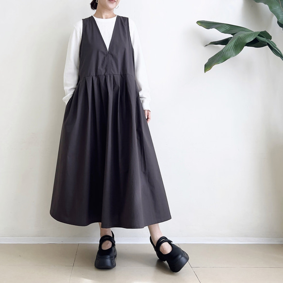 ジャンパースカート　* Cotton素材 Brown Grey * 10枚目の画像
