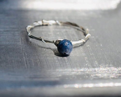 コーラル(珊瑚) ブルースポンジサンゴ ラウンド4mm/リング k14gf