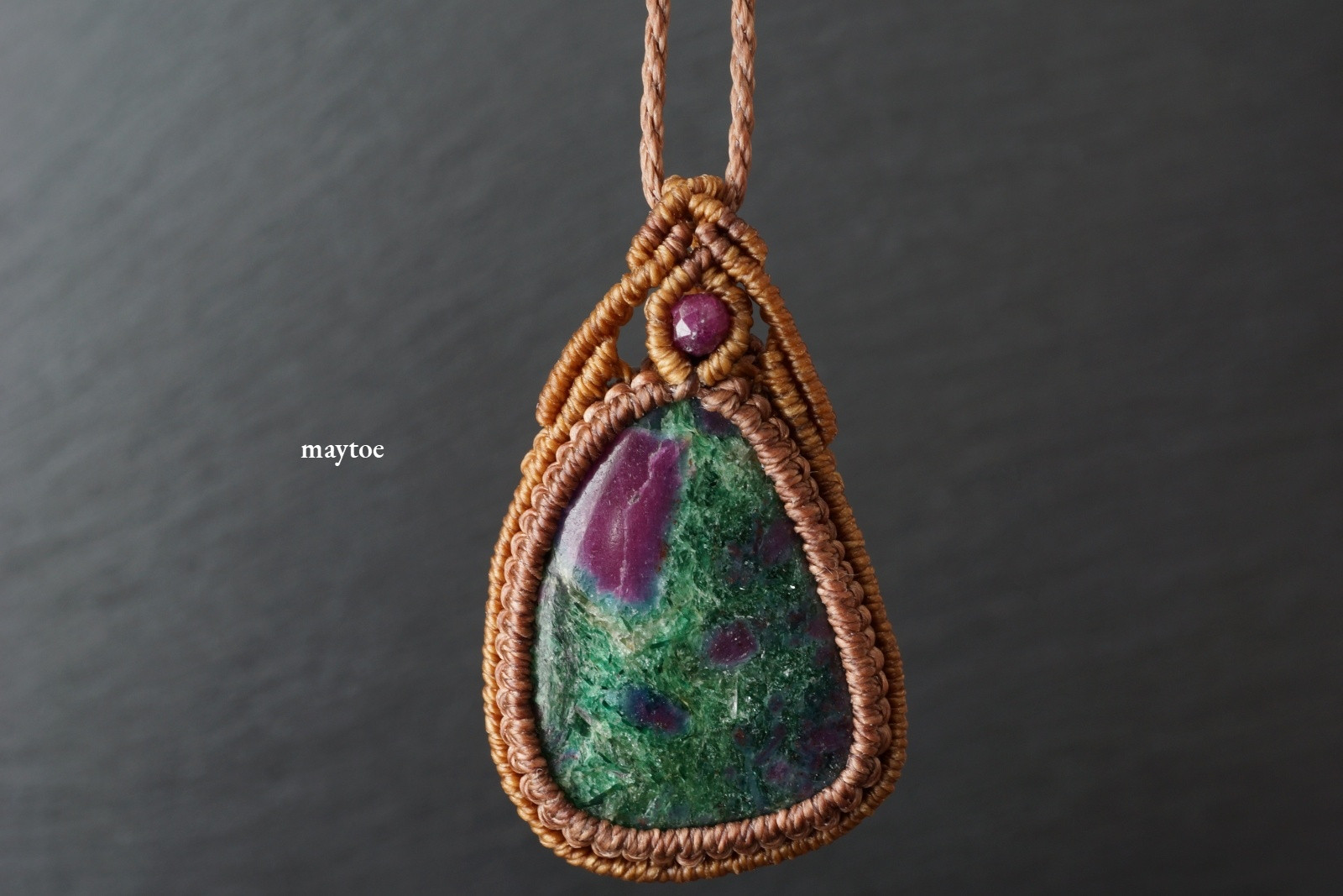 ルビーインフックサイト＆カイヤナイトのマクラメネックレス  - fruit harvest -【一点物】