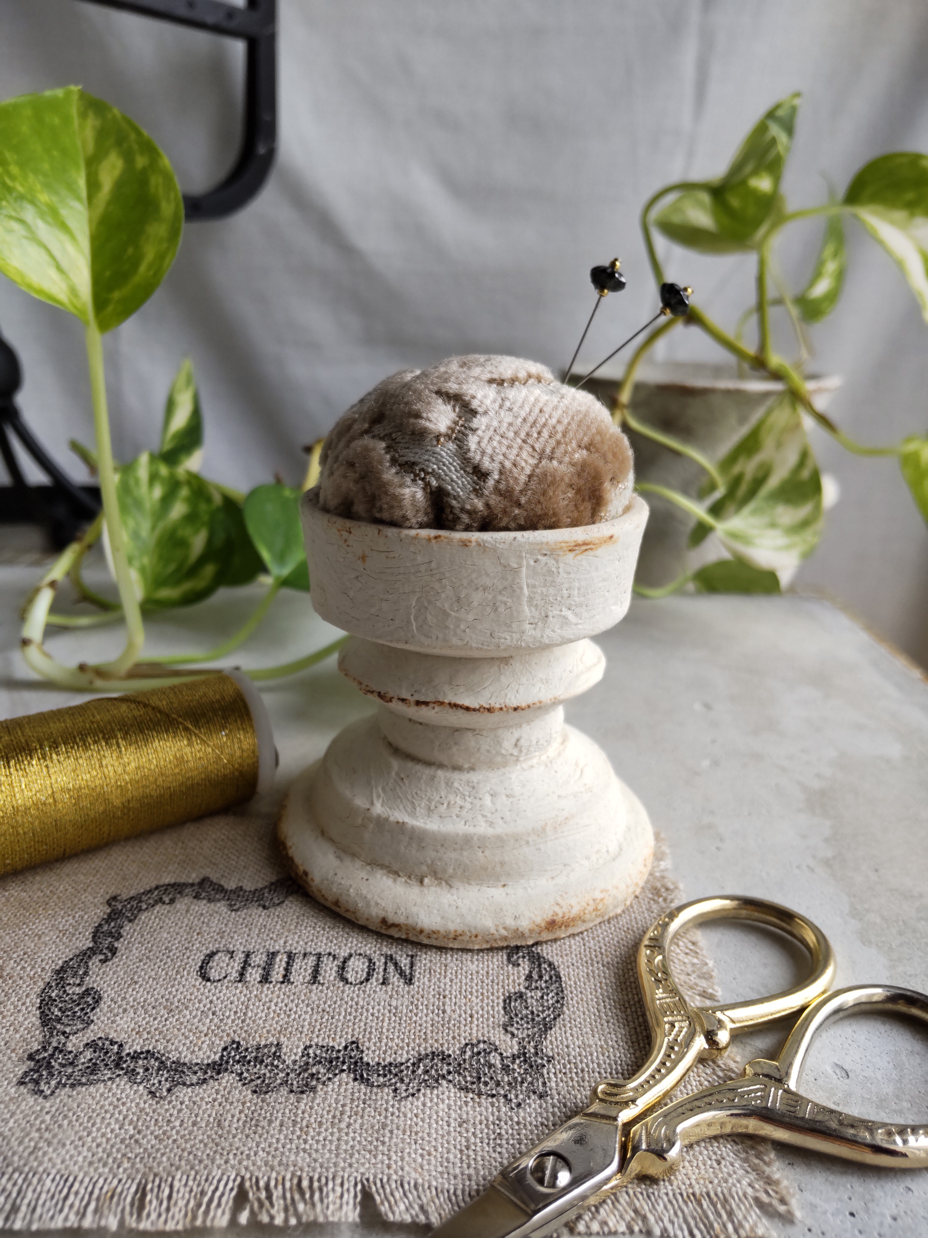 轆轤陶芸　針山　ピンクッション　リングホルダー　 shiro  no.5