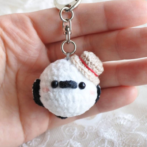 シマエナガ あみぐるみ ミニチュアチャーム めじるしアクセサリー