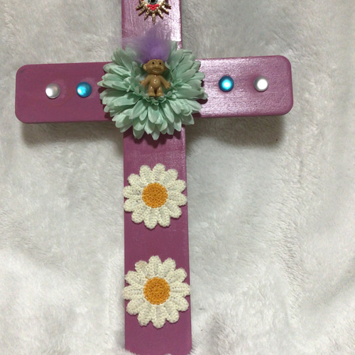 お花妖精の可愛い十字架！ウォールアート（木製） ウォール