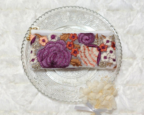 インド刺繍リボンポーチ＊12cm ポーチ Minmi 通販 19477716｜Creema