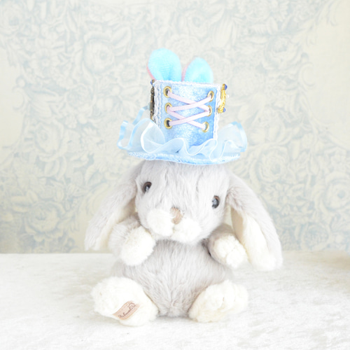 ミニハット（うさぎ耳のハット・ブルー） ヘッドドレス（アクセサリー