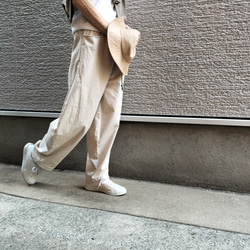♥遠州織物リネン混♥『アンニュイな雰囲気で』♥バレルレッグパンツ 2枚目の画像