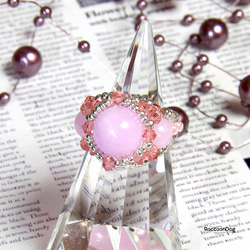 スワロ・水色系ドームリング（スワロ/プレシオサ ビーズリング