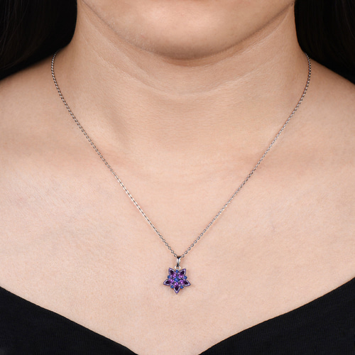 ローズゴールドスターペンダント 2月の誕生石 天然アメジスト