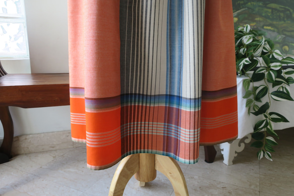 【インドネシア/サロン】選べる４種・ロングスカート・③チェック（オレンジ）・シンガポールから送料無料 8枚目の画像