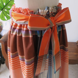【インドネシア/サロン】選べる４種・ロングスカート・③チェック（オレンジ）・シンガポールから送料無料 6枚目の画像