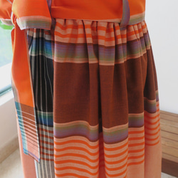 【インドネシア/サロン】選べる４種・ロングスカート・③チェック（オレンジ）・シンガポールから送料無料 7枚目の画像