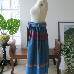 【インドネシア/サロン】選べる４種・ロングスカート・④チェック（ブルー）・シンガポールから送料無料 3枚目の画像