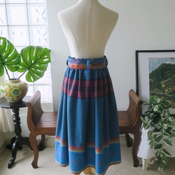 【インドネシア/サロン】選べる４種・ロングスカート・④チェック（ブルー）・シンガポールから送料無料 4枚目の画像