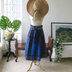 【インドネシア/サロン】選べる４種・ロングスカート・④チェック（ブルー）・シンガポールから送料無料 8枚目の画像