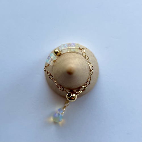 送料無料】 14kgf 天然石 プレシャスオパール チェーンリング 指輪