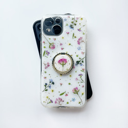 【春爛漫】 押し花スマホケース　全機種対応　手帳型ケース　ソフトケース　iphoneケース　スマホリング　アンドロイド　 2枚目の画像