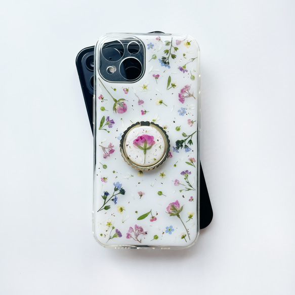 【春爛漫】 押し花スマホケース　全機種対応　手帳型ケース　ソフトケース　iphoneケース　スマホリング　アンドロイド　 2枚目の画像