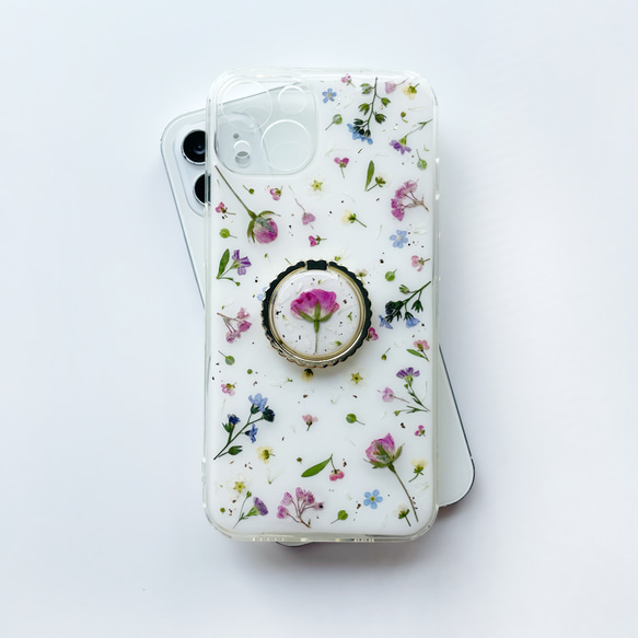 【春爛漫】 押し花スマホケース　全機種対応　手帳型ケース　ソフトケース　iphoneケース　スマホリング　アンドロイド　 4枚目の画像