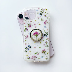 【春爛漫】 押し花スマホケース　全機種対応　手帳型ケース　ソフトケース　iphoneケース　スマホリング　アンドロイド　 3枚目の画像