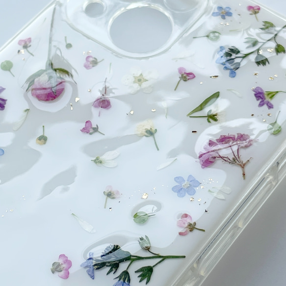 【春爛漫】 押し花スマホケース　全機種対応　手帳型ケース　ソフトケース　iphoneケース　スマホリング　アンドロイド　 13枚目の画像
